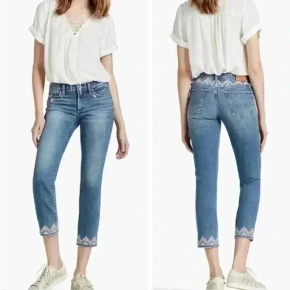 Lucky Brand 1990 Orta Premium Lace embroidered Sweet Crop Jeans - Picture 11 of 11